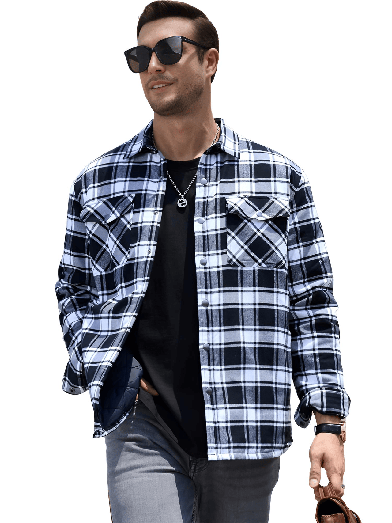Men's Long Sleeve Quilted Lined Flannel Shirt Jackets -, Shirts , Drestiny , 4XL, Australia, Black, Blue, Coats, Dark Blue, Dark Green, Grey, Jackets, L, M, Navy, Orange, Red, United Kingdom, United States, White, XL, XXL, XXXL, Yellow , Drestiny , www.shopdrestiny.com