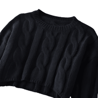 Thumbnail for Long Sleeve Top Women's Fashion Cropped Sweater Preppy Pullover Short Sweater, Drestiny, Sweaters, Crop Sweaters, Pullovers, Crop Tops, S, M, United States, Australia, New Zealand, United Kingdom, Long Sleeves, Black, Grey, Red, Sky Blue, White, shopdrestiny.com