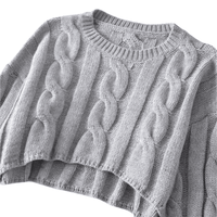 Thumbnail for Long Sleeve Top Women's Fashion Cropped Sweater Preppy Pullover Short Sweater, Drestiny, Sweaters, Crop Sweaters, Pullovers, Crop Tops, S, M, United States, Australia, New Zealand, United Kingdom, Long Sleeves, Black, Grey, Red, Sky Blue, White, shopdrestiny.com