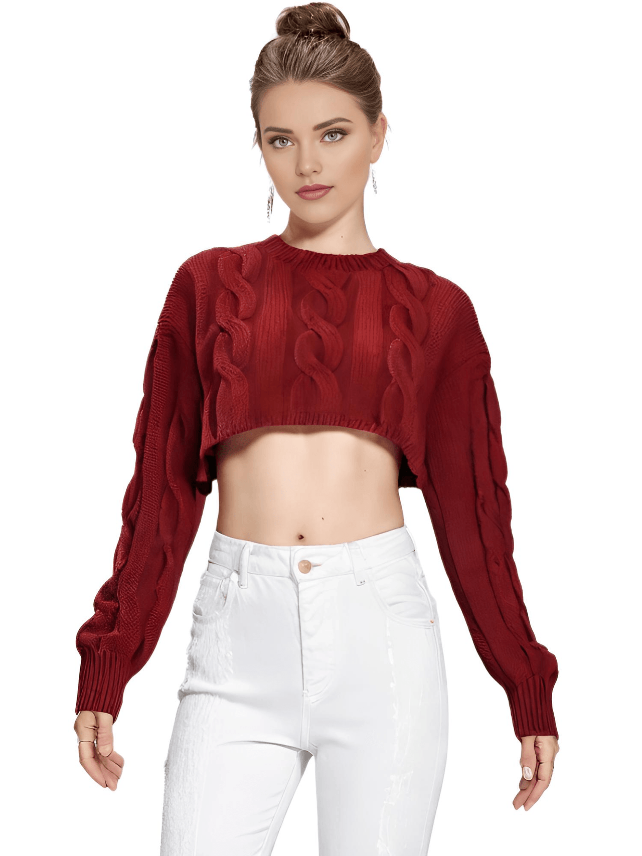 Long Sleeve Top Women's Fashion Cropped Sweater Preppy Pullover Short Sweater, Drestiny, Sweaters, Crop Sweaters, Pullovers, Crop Tops, S, M, United States, Australia, New Zealand, United Kingdom, Long Sleeves, Black, Grey, Red, Sky Blue, White, shopdrestiny.com