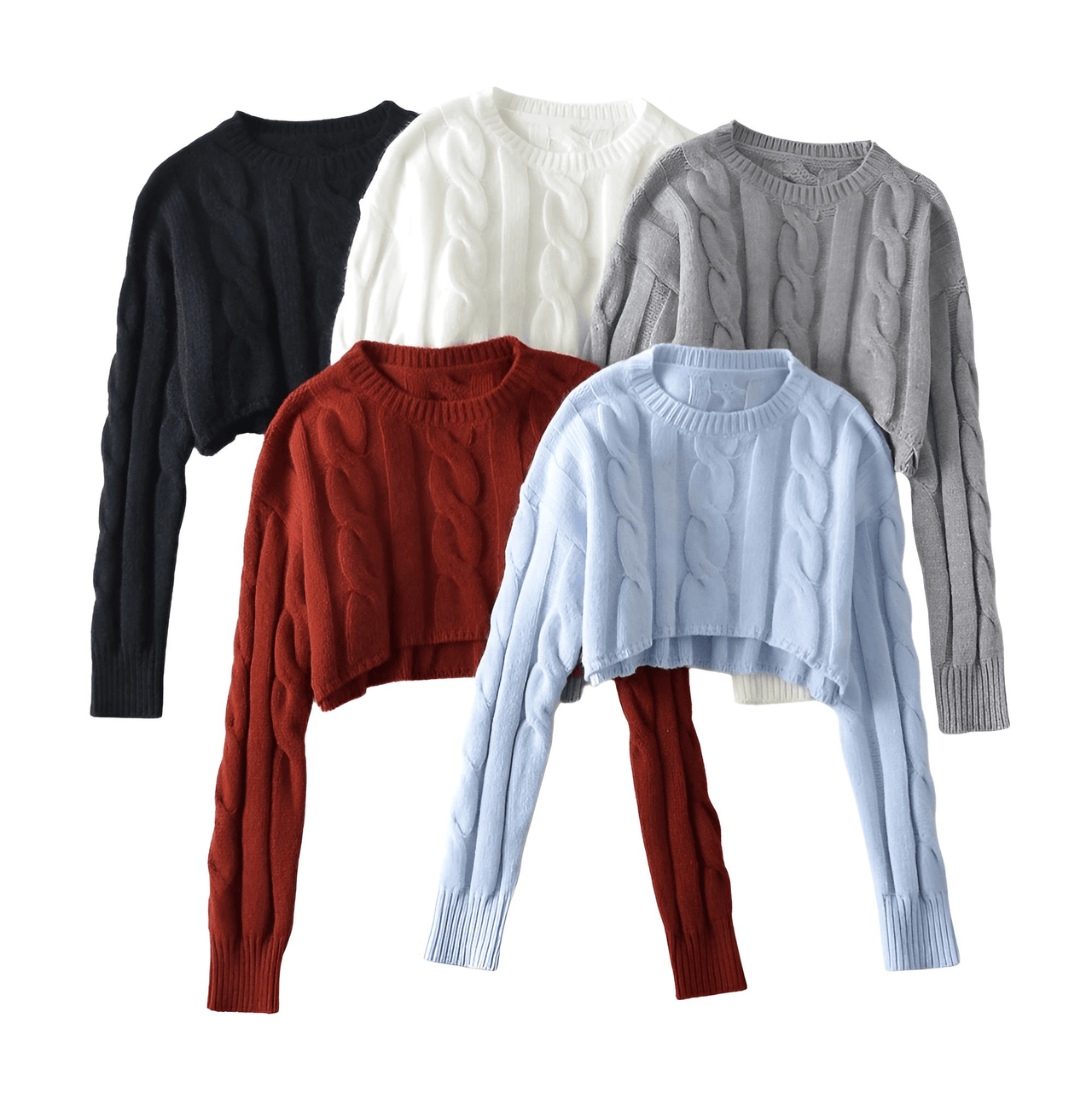 Long Sleeve Top Women's Fashion Cropped Sweater Preppy Pullover Short Sweater, Drestiny, Sweaters, Crop Sweaters, Pullovers, Crop Tops, S, M, United States, Australia, New Zealand, United Kingdom, Long Sleeves, Black, Grey, Red, Sky Blue, White, shopdrestiny.com