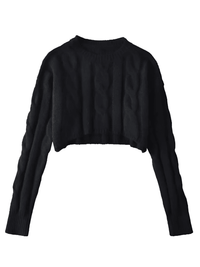 Thumbnail for Long Sleeve Top Women's Fashion Cropped Sweater Preppy Pullover Short Sweater, Drestiny, Sweaters, Crop Sweaters, Pullovers, Crop Tops, S, M, United States, Australia, New Zealand, United Kingdom, Long Sleeves, Black, Grey, Red, Sky Blue, White, shopdrestiny.com