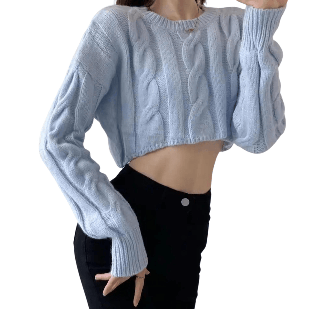 Long Sleeve Top Women's Fashion Cropped Sweater Preppy Pullover Short Sweater, Drestiny, Sweaters, Crop Sweaters, Pullovers, Crop Tops, S, M, United States, Australia, New Zealand, United Kingdom, Long Sleeves, Black, Grey, Red, Sky Blue, White, shopdrestiny.com