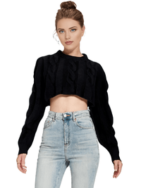 Thumbnail for Long Sleeve Top Women's Fashion Cropped Sweater Preppy Pullover Short Sweater, Drestiny, Sweaters, Crop Sweaters, Pullovers, Crop Tops, S, M, United States, Australia, New Zealand, United Kingdom, Long Sleeves, Black, Grey, Red, Sky Blue, White, shopdrestiny.com