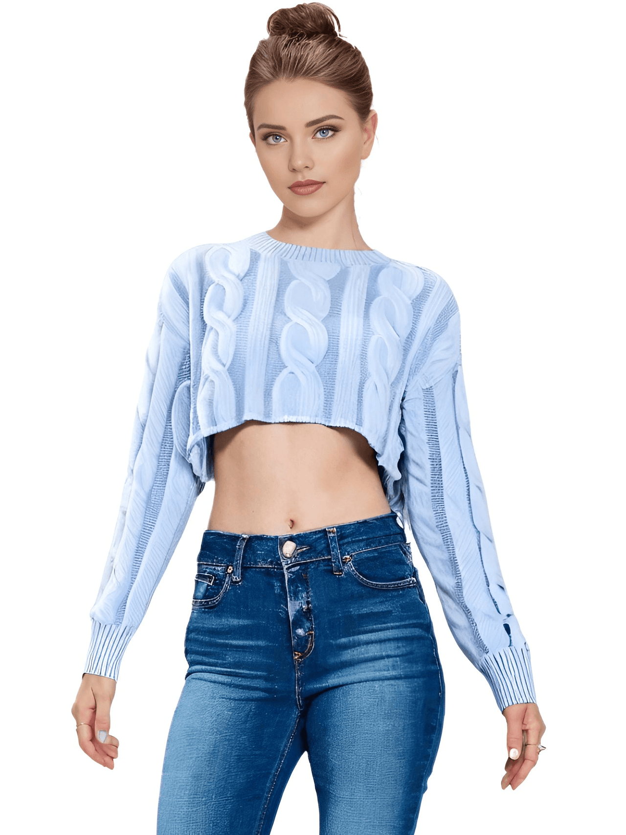 Long Sleeve Top Women's Fashion Cropped Sweater Preppy Pullover Short Sweater, Drestiny, Sweaters, Crop Sweaters, Pullovers, Crop Tops, S, M, United States, Australia, New Zealand, United Kingdom, Long Sleeves, Black, Grey, Red, Sky Blue, White, shopdrestiny.com