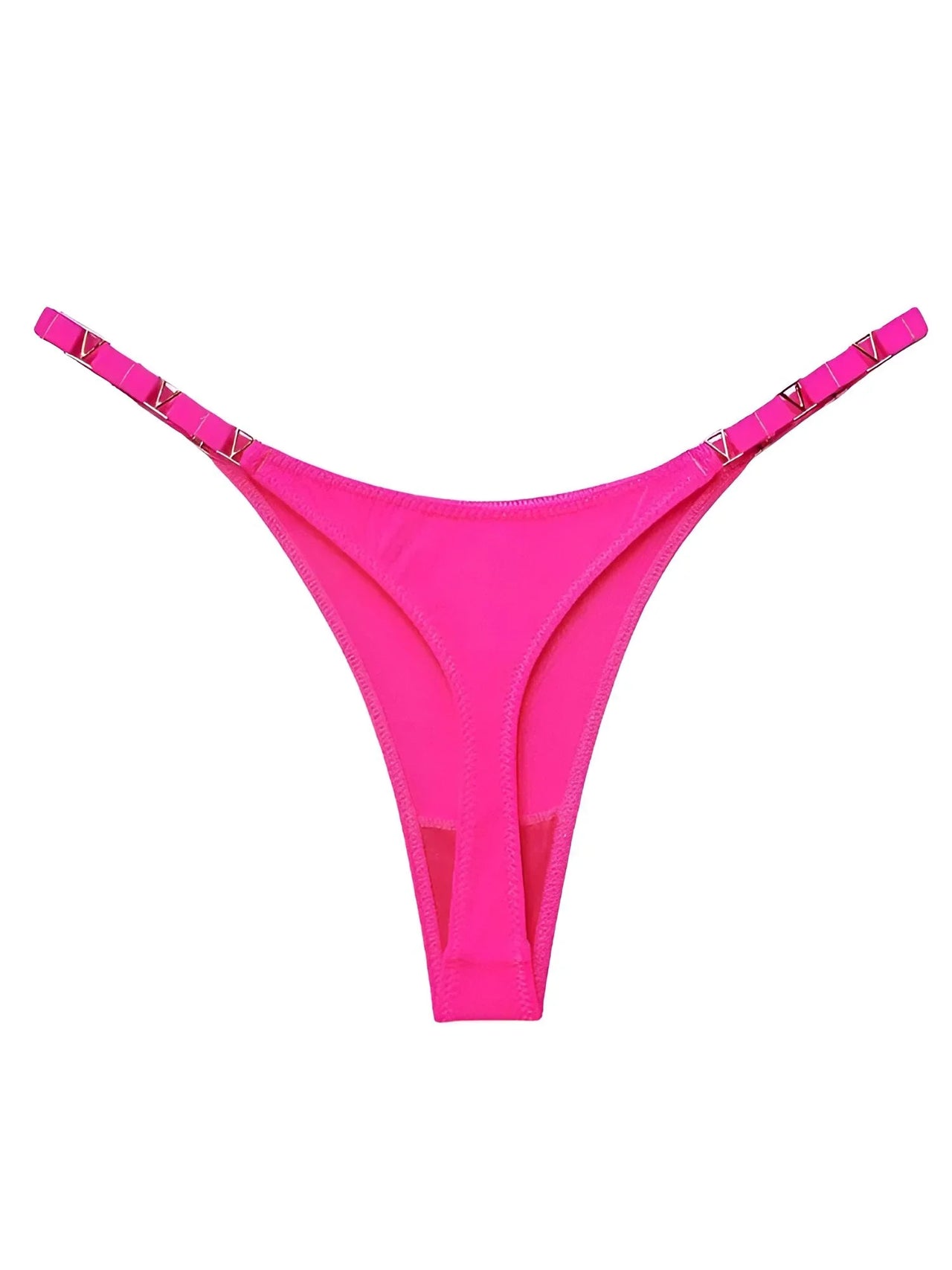 Hot pink thong, hot pink g-string panties on a white background