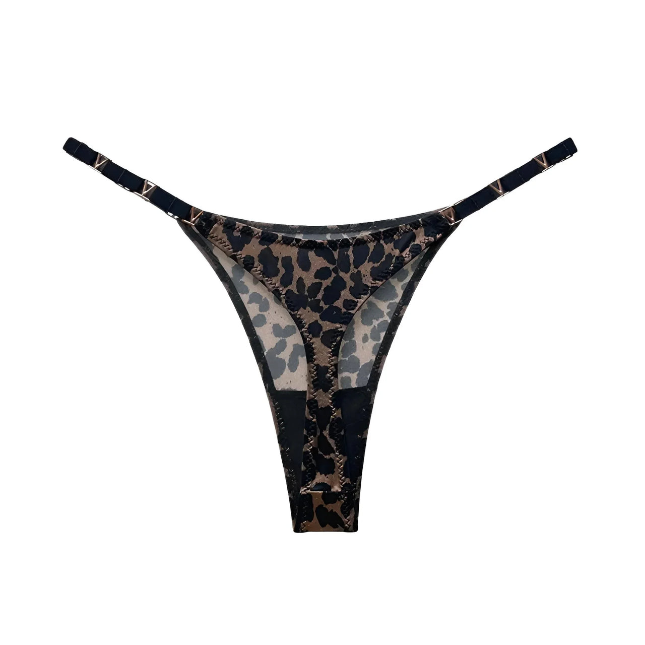 Leopard print thong on a white background