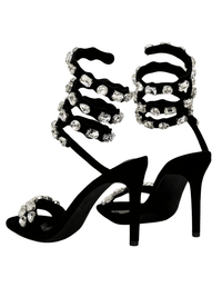 Thumbnail for Luxury Crystal Embellished Star Style Women's Wrap Around Sandals Stiletto High Heels Gladiator Sandals Summer Wedding Prom Shoes, Drestiny, Sandals, Heels, High Heels, Stilettos, Gold, Silver, Black, United States, USA, Canada, Australia, New Zealand, United Kingdom, UK, 5, 6 6.5, 7.5, 8.5, 9, 10, 11, wrap around sandals women, wrap sandals, ankle wrap sandals women, ankle strap sandals wrap around, Black ankle wrap sandals, gold ankle wrap sandals, silver ankle wrap sandals, shopdrestiny.com