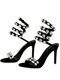 Thumbnail for Luxury Crystal Embellished Star Style Women's Wrap Around Sandals Stiletto High Heels Gladiator Sandals Summer Wedding Prom Shoes, Drestiny, Sandals, Heels, High Heels, Stilettos, Gold, Silver, Black, United States, USA, Canada, Australia, New Zealand, United Kingdom, UK, 5, 6 6.5, 7.5, 8.5, 9, 10, 11, wrap around sandals women, wrap sandals, ankle wrap sandals women, ankle strap sandals wrap around, Black ankle wrap sandals, gold ankle wrap sandals, silver ankle wrap sandals, shopdrestiny.com