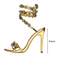 Thumbnail for Luxury Crystal Embellished Star Style Women's Wrap Around Sandals Stiletto High Heels Gladiator Sandals Summer Wedding Prom Shoes, Drestiny, Sandals, Heels, High Heels, Stilettos, Gold, Silver, Black, United States, USA, Canada, Australia, New Zealand, United Kingdom, UK, 5, 6 6.5, 7.5, 8.5, 9, 10, 11, wrap around sandals women, wrap sandals, ankle wrap sandals women, ankle strap sandals wrap around, Black ankle wrap sandals, gold ankle wrap sandals, silver ankle wrap sandals, shopdrestiny.com