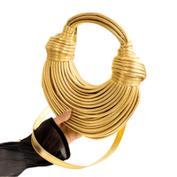 Thumbnail for Luxury Evening Purses For Women Golden Noodle Knot Design Dinner Party Clutch Bag Luxury, Drestiny, Designer evening clutches, Luxury evening bags for women, Best evening purses for special occasions, Luxury evening purse with knot handle, Noodle knot evening bag luxury, United States, USA, Australia, New Zealand, United Kingdom, UK, Gold, Blue, Green, White, Black, Khaki, Silver, Colorful, Purple, Pink, Light Blue, shopdrestiny.com