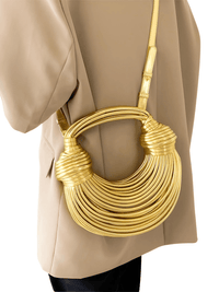 Thumbnail for Luxury Evening Purses For Women Golden Noodle Knot Design Dinner Party Clutch Bag Luxury, Drestiny, Designer evening clutches, Luxury evening bags for women, Best evening purses for special occasions, Luxury evening purse with knot handle, Noodle knot evening bag luxury, United States, USA, Australia, New Zealand, United Kingdom, UK, Gold, Blue, Green, White, Black, Khaki, Silver, Colorful, Purple, Pink, Light Blue, shopdrestiny.com