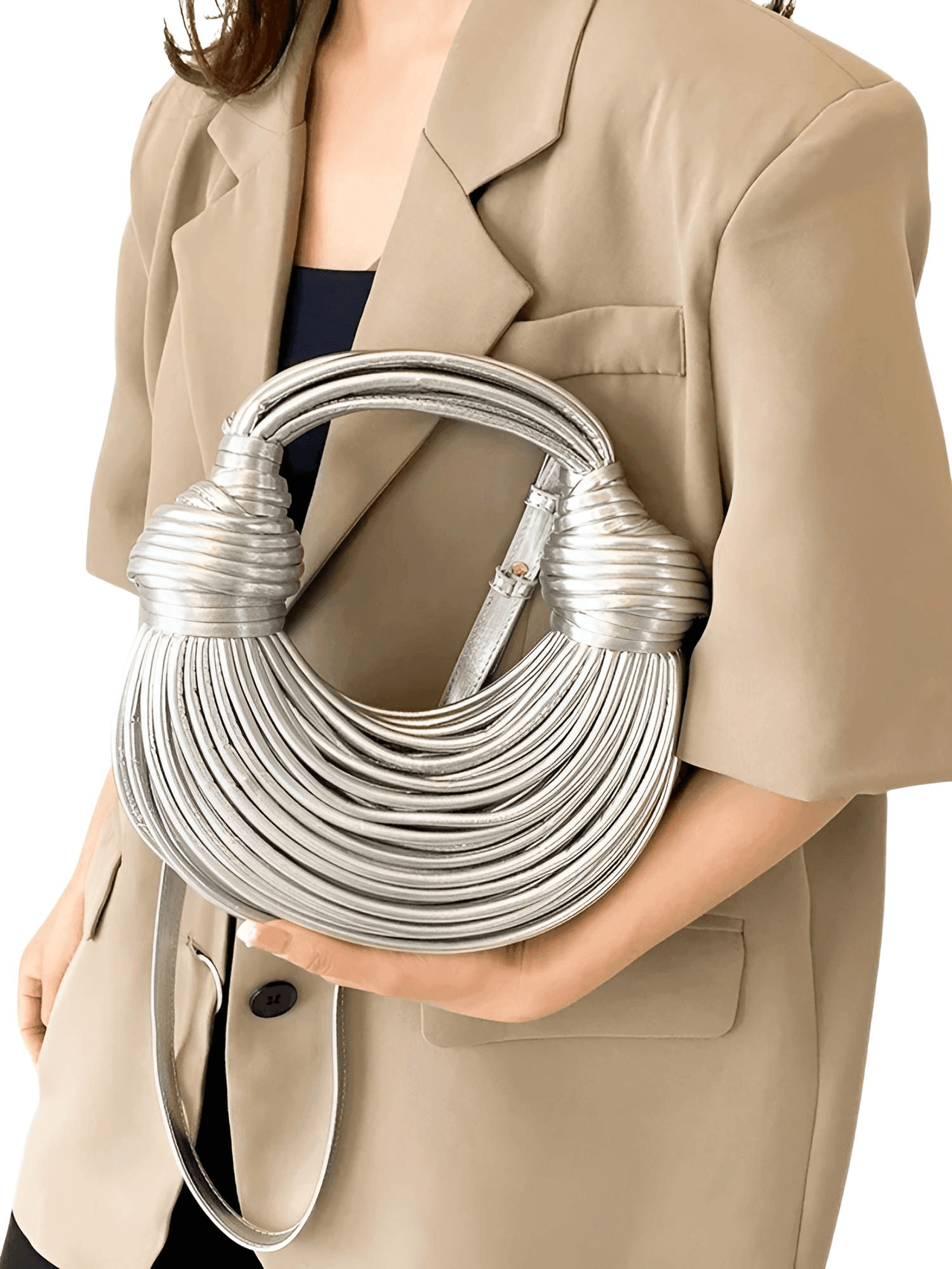 Luxury Evening Purses For Women Golden Noodle Knot Design Dinner Party Clutch Bag Luxury, Drestiny, Designer evening clutches, Luxury evening bags for women, Best evening purses for special occasions, Luxury evening purse with knot handle, Noodle knot evening bag luxury, United States, USA, Australia, New Zealand, United Kingdom, UK, Gold, Blue, Green, White, Black, Khaki, Silver, Colorful, Purple, Pink, Light Blue, shopdrestiny.com