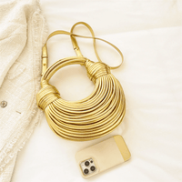 Thumbnail for Luxury Evening Purses For Women Golden Noodle Knot Design Dinner Party Clutch Bag Luxury, Drestiny, Designer evening clutches, Luxury evening bags for women, Best evening purses for special occasions, Luxury evening purse with knot handle, Noodle knot evening bag luxury, United States, USA, Australia, New Zealand, United Kingdom, UK, Gold, Blue, Green, White, Black, Khaki, Silver, Colorful, Purple, Pink, Light Blue, shopdrestiny.com