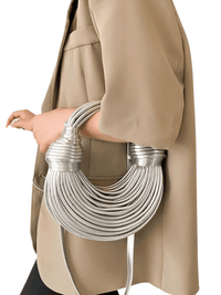 Thumbnail for Luxury Evening Purses For Women Golden Noodle Knot Design Dinner Party Clutch Bag Luxury, Drestiny, Designer evening clutches, Luxury evening bags for women, Best evening purses for special occasions, Luxury evening purse with knot handle, Noodle knot evening bag luxury, United States, USA, Australia, New Zealand, United Kingdom, UK, Gold, Blue, Green, White, Black, Khaki, Silver, Colorful, Purple, Pink, Light Blue, shopdrestiny.com