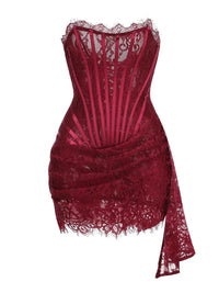 Thumbnail for Red lace corset dress on a white background