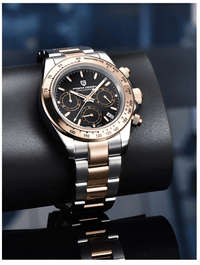 Thumbnail for Luxury watch with black dial and gold accents on a dark background