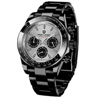 Thumbnail for Black and silver watch with detailed face on a white background