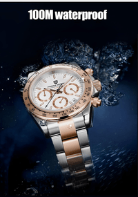 Thumbnail for Luxury watch with rose gold and silver design on a water background.