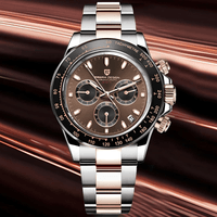 Thumbnail for Luxury watch with brown face and silver bracelet on abstract brown background