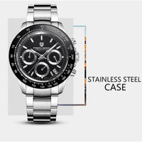 Thumbnail for Stainless steel watch with black dial on a white background