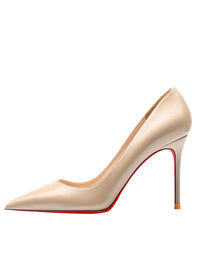 Thumbnail for Luxury nude high-heeled shoe with red sole on a white background