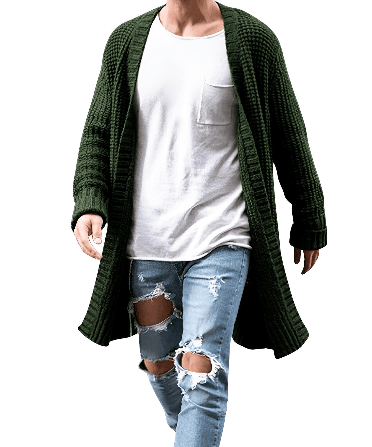Men's Long Open Front Knit Cardigan -, Cardigans , Drestiny , Australia, Black, Brown, Cardigans, Dark Blue, Dark Green, Dark Grey, Grey, L, M, Navy, New Zealand, S, Sweaters, United Kingdom, United States, XL, XXL , Drestiny , www.shopdrestiny.com