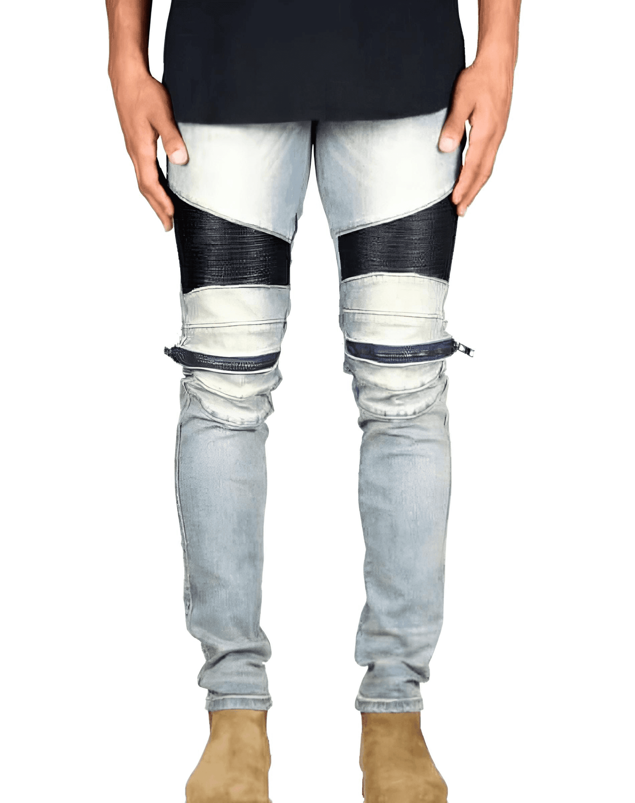 Men's Moto Zipper Knee Skinny Stretch Jeans -, Jeans , Drestiny , 29, 30, 31, 32, 33, 34, 36, 38, Australia, Black, Blue, Dark Blue, Jeans, Light Blue, New Zealand, Skinny Jeans, United Kingdom, United States , Drestiny , www.shopdrestiny.com