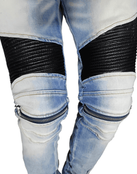 Thumbnail for Men's Moto Zipper Knee Skinny Stretch Jeans -, Jeans , Drestiny , 29, 30, 31, 32, 33, 34, 36, 38, Australia, Black, Blue, Dark Blue, Jeans, Light Blue, New Zealand, Skinny Jeans, United Kingdom, United States , Drestiny , www.shopdrestiny.com