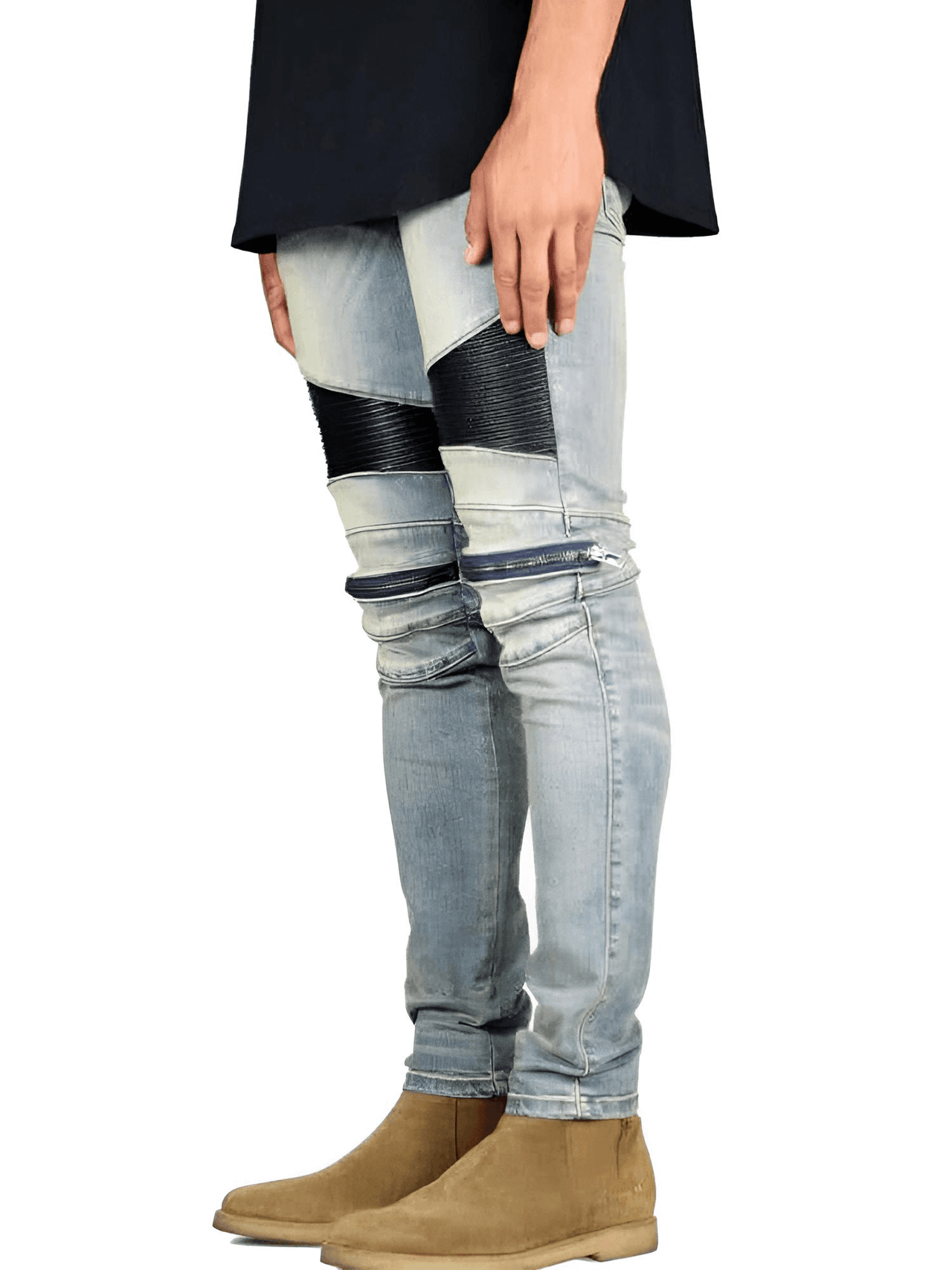 Men's Moto Zipper Knee Skinny Stretch Jeans -, Jeans , Drestiny , 29, 30, 31, 32, 33, 34, 36, 38, Australia, Black, Blue, Dark Blue, Jeans, Light Blue, New Zealand, Skinny Jeans, United Kingdom, United States , Drestiny , www.shopdrestiny.com