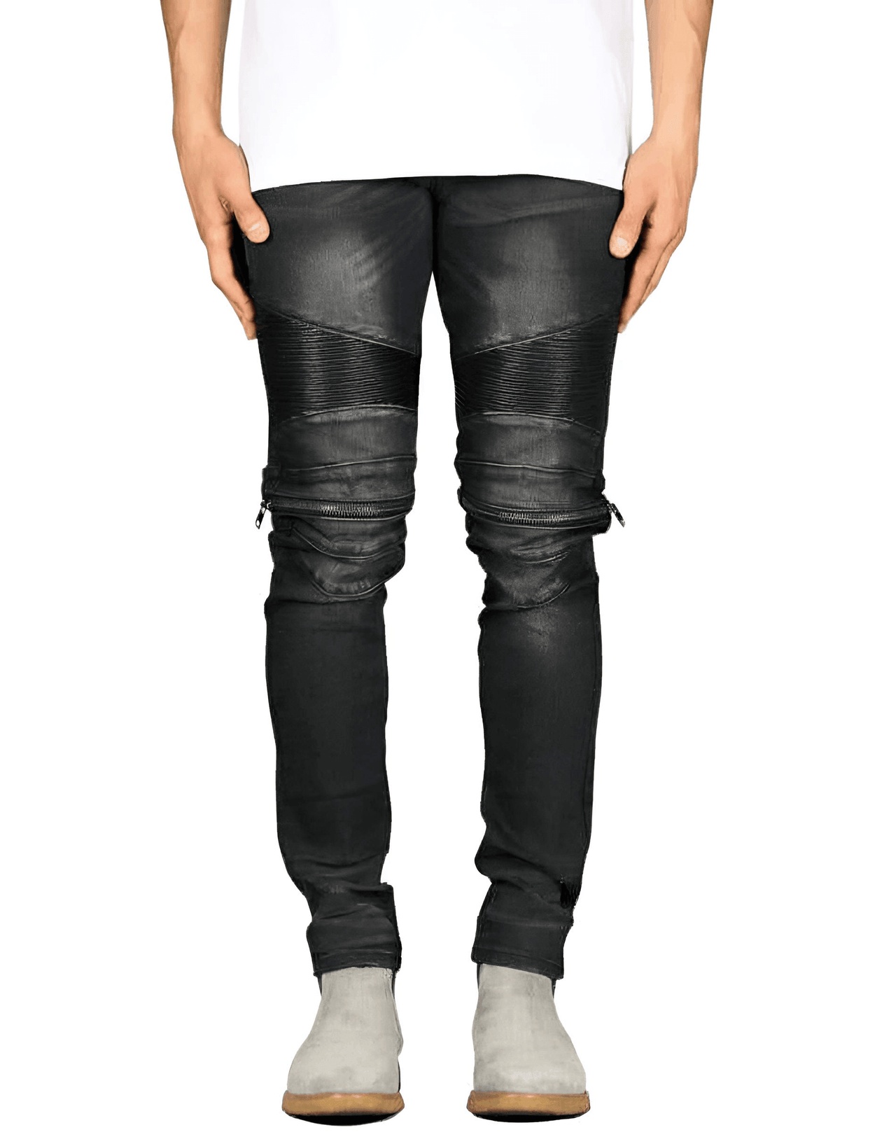 Men's Moto Zipper Knee Skinny Stretch Jeans -, Jeans , Drestiny , 29, 30, 31, 32, 33, 34, 36, 38, Australia, Black, Blue, Dark Blue, Jeans, Light Blue, New Zealand, Skinny Jeans, United Kingdom, United States , Drestiny , www.shopdrestiny.com