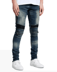 Thumbnail for Men's Moto Zipper Knee Skinny Stretch Jeans -, Jeans , Drestiny , 29, 30, 31, 32, 33, 34, 36, 38, Australia, Black, Blue, Dark Blue, Jeans, Light Blue, New Zealand, Skinny Jeans, United Kingdom, United States , Drestiny , www.shopdrestiny.com