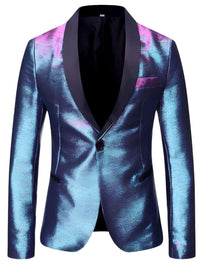 Thumbnail for Men's Shiny One Button Gradient Blazers -, Coats & Jackets , Drestiny , 4XL, 5XL, Australia, Blazers, Blue, Dark Green, Dark Red, Deep Pink, FR, Gold, Green, L, Light Blue, Light Green, Light Pink, M, New Zealand, Pink, Royal Blue, S, Silver, Sky Blue, United Kingdom, United States, Wine Red, XL, XXL, XXXL , Drestiny , www.shopdrestiny.com