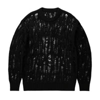 Thumbnail for Black distressed sweater on a white background