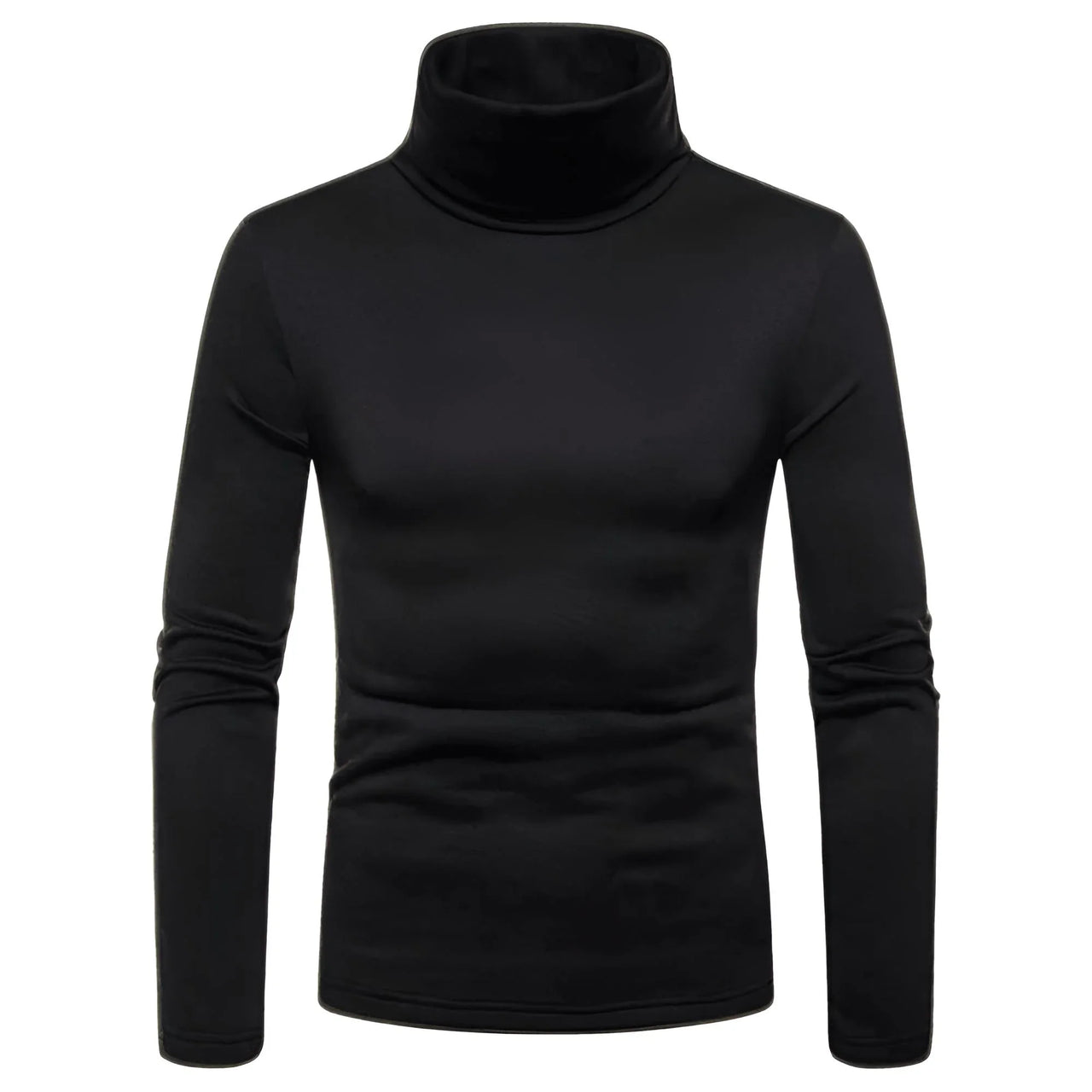 Black turtleneck sweater on a white background