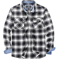 Thumbnail for Black and white plaid shirt with blue accents on a white background
