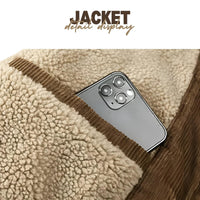 Thumbnail for Men's Corduroy Bomber Jackets Padded Warm Loose Coat Corduroy Short Jacket Man Solid Men's Casual Jacket