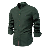 Thumbnail for Men's Army green shirt with rolled-up sleeves on a white background