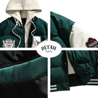 Thumbnail for Men's Hooded Varsity Jacket, Drestiny, Jackets, Coats, Puffer Jackets, S, M, L, XL, XXL, 2XL, 3XL, XXXL, 4XL, 5XL, 6XL, Plus size jackets for men, Black, Khaki, Orange Red, Green, United States, USA, Canada, Australia, New Zealand, United Kingdom, UK, Men's Athletic Jacket with Hood, Men's Hooded Sports Jacket, Men's Varsity Jacket Hoodie, Men's Hooded Letterman Jacket, shopdrestiny.com