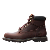 Thumbnail for Brown leather boot with visible brand logo on a white background