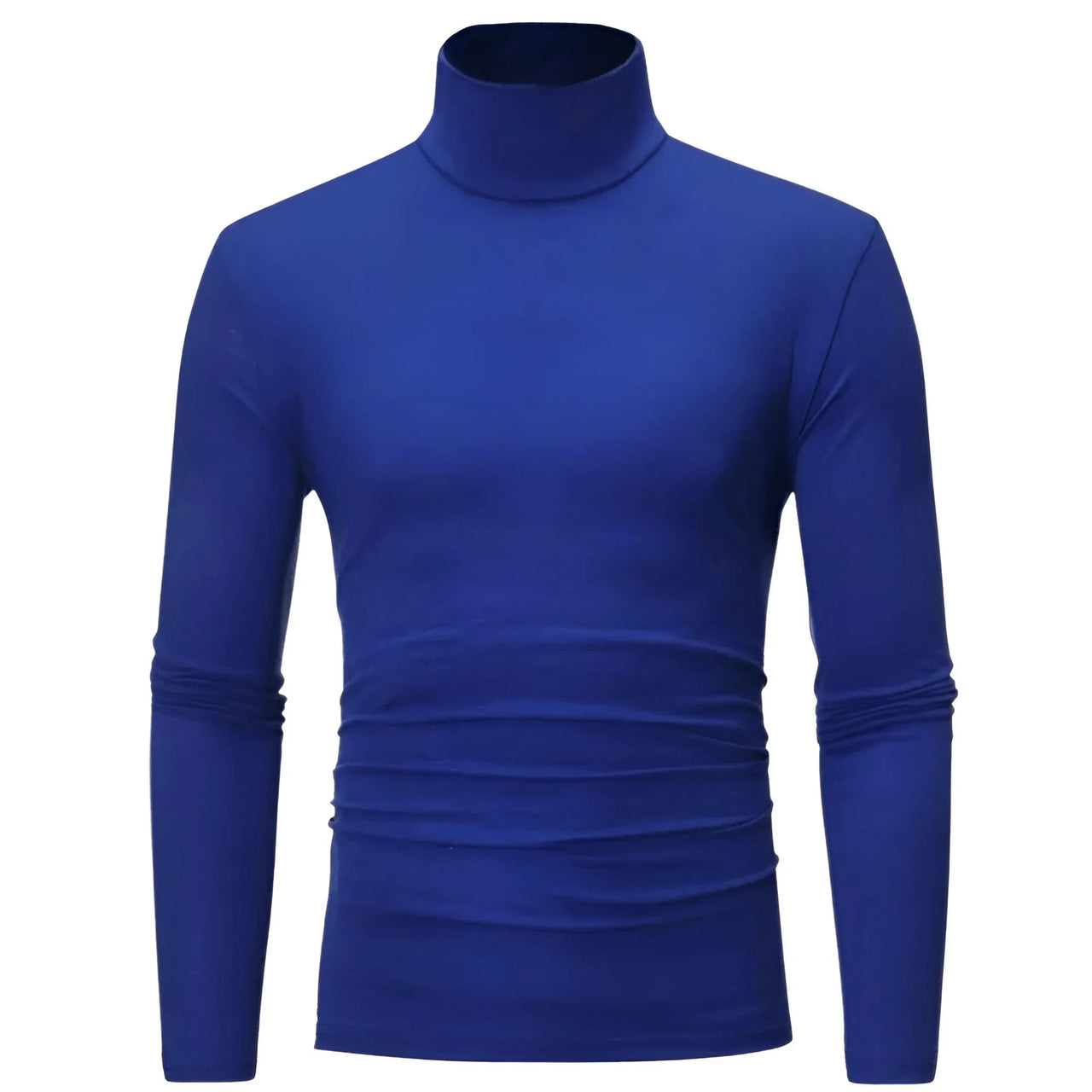 Thin blue turtleneck on a white background