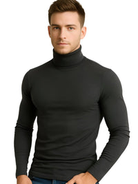 Thumbnail for Man wearing a black turtleneck sweater on a white background