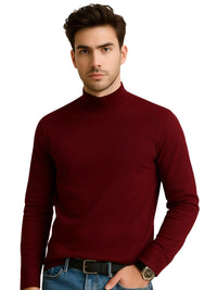 Thumbnail for Man wearing a red turtleneck sweater on a white background