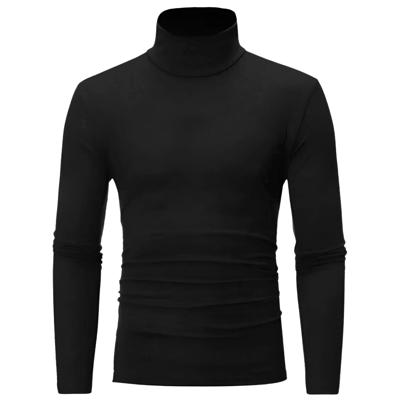 Thin black turtleneck shirt on a white background