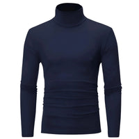 Thumbnail for Thin navy blue turtleneck shirt on a white background