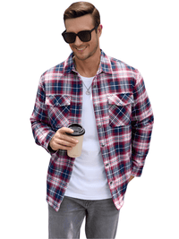 Thumbnail for Men's Long Sleeve Quilted Lined Flannel Shirt Jackets -, Shirts , Drestiny , 4XL, Australia, Black, Blue, Coats, Dark Blue, Dark Green, Grey, Jackets, L, M, Navy, Orange, Red, United Kingdom, United States, White, XL, XXL, XXXL, Yellow , Drestiny , www.shopdrestiny.com