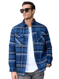 Thumbnail for Men's Long Sleeve Quilted Lined Flannel Shirt Jackets -, Shirts , Drestiny , 4XL, Australia, Black, Blue, Coats, Dark Blue, Dark Green, Grey, Jackets, L, M, Navy, Orange, Red, United Kingdom, United States, White, XL, XXL, XXXL, Yellow , Drestiny , www.shopdrestiny.com