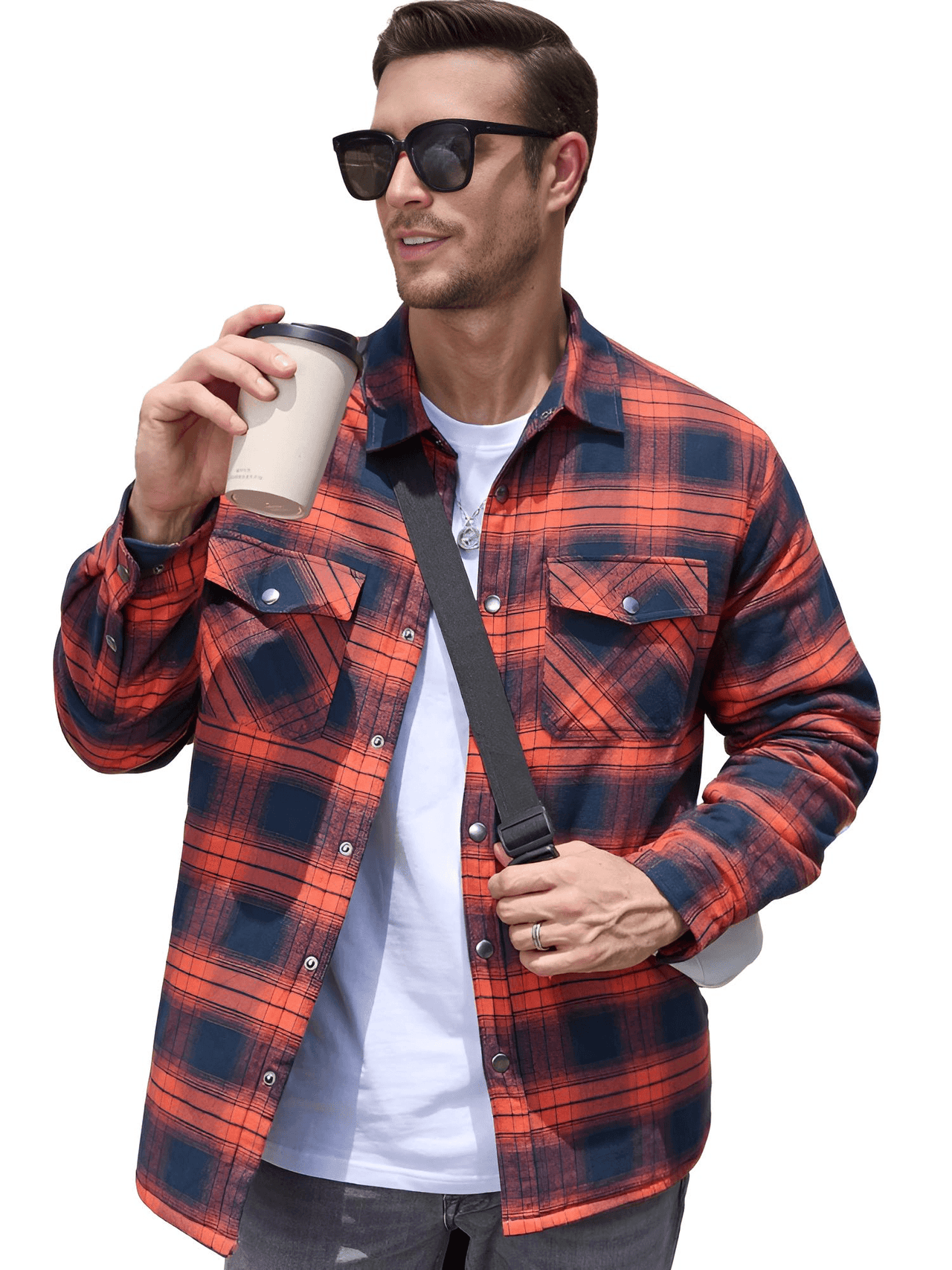 Men's Long Sleeve Quilted Lined Flannel Shirt Jackets -, Shirts , Drestiny , 4XL, Australia, Black, Blue, Coats, Dark Blue, Dark Green, Grey, Jackets, L, M, Navy, Orange, Red, United Kingdom, United States, White, XL, XXL, XXXL, Yellow , Drestiny , www.shopdrestiny.com