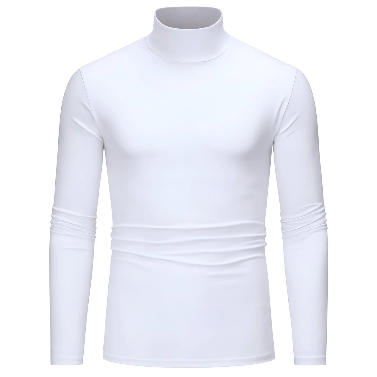 Thin white turtleneck shirt on a white background