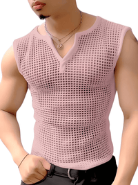 Thumbnail for Men's Mesh Hollow Out Solid V Neck Tank Top -, Shirts , Drestiny , 4XL, 5XL, Australia, Black, Casual Shirts, Gender_Men, L, M, New Zealand, Pink, S, Sleeveless, Tank Tops, United Kingdom, United States, White, XL, XXL, XXXL , Drestiny , www.shopdrestiny.com